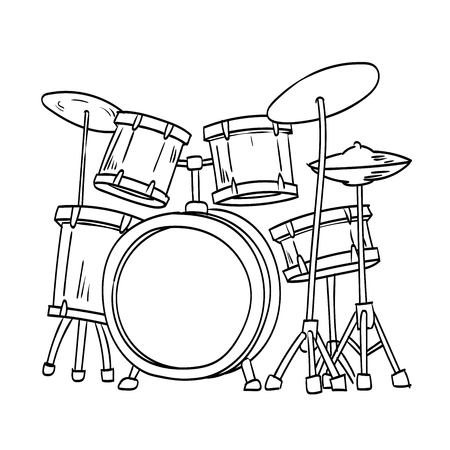 Illustration of Drum, Isolated on white background - Hand drawn Illustration.のイラスト素材