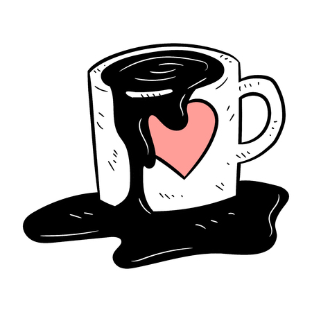 Isolated Coffee spill from coffee cup on white background, vector Illustrationのイラスト素材