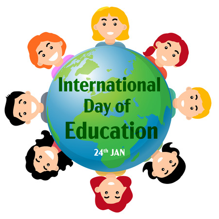 International day of Education 24th Jan, for web banner, poster, magazine - vector illustrationのイラスト素材
