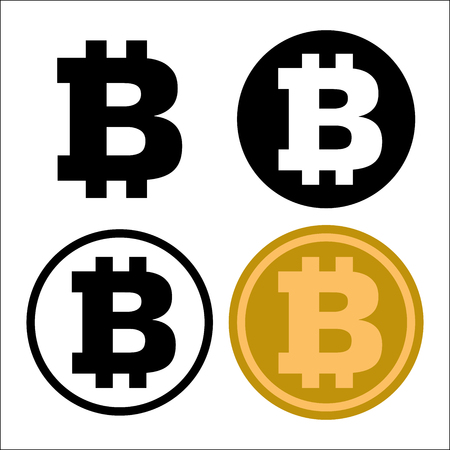 Set of Bitcoin symbol icon. isolated on white background, for business and finance concept. Vector Iconic Illustrationのイラスト素材