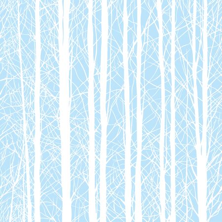 Forest Winter trees Background, trees without leaves on blue background - Vector Illustration.のイラスト素材