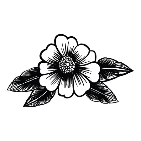 Floral graphic elements, doodle style. Flowers and plants hand drawn illustrationsのイラスト素材