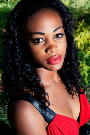 Intense portrait of beautiful black womanの写真素材