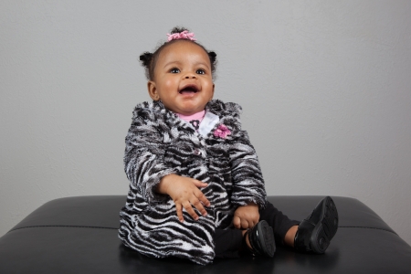 Portrait of beautiful 6 month old African American Babyの写真素材