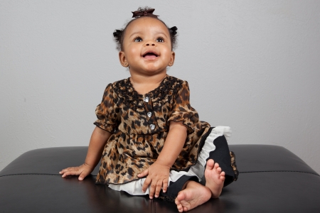 Portrait of beautiful 6 month old African American Babyの写真素材