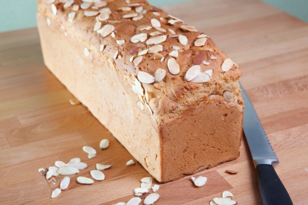 Loaf of fresh baked gluten-free almond breadの写真素材