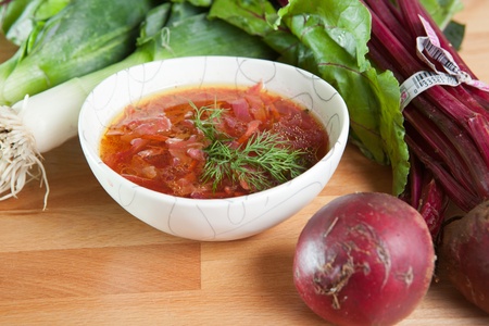 Bowl of Beet Borscht Soupの写真素材