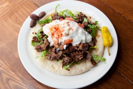 Flavorful Lamb Gyro on a Pitaの写真素材