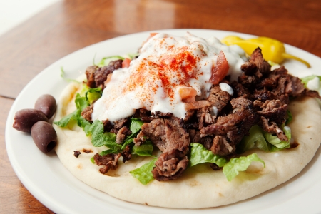 Flavorful Lamb Gyro on a Pitaの写真素材