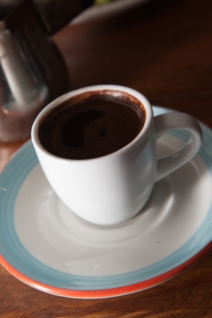 dramatically lit turkish coffee with metal carafeの写真素材