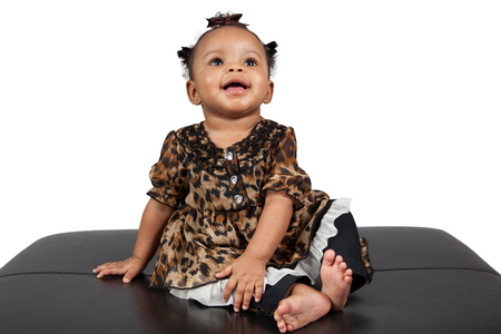 Portrait of beautiful young African American 6 month old infant babyの写真素材