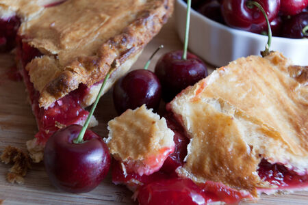 Delicious slice of cherry pieの写真素材