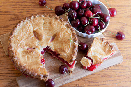 Country Style Cherry Pie - Slicedの写真素材