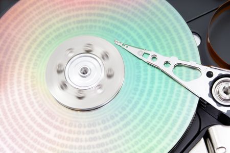 Binary data on a colorful hard disk