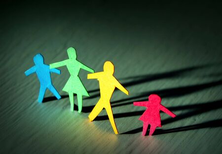 Conceptual photography of a paper family.の写真素材