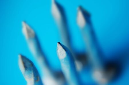 Close up shot of some metal nail pointsの写真素材