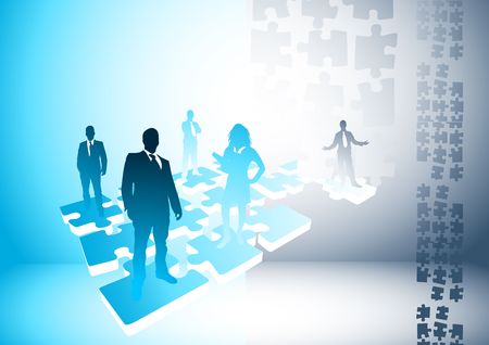 People on a puzzle. Vector illustration.の写真素材