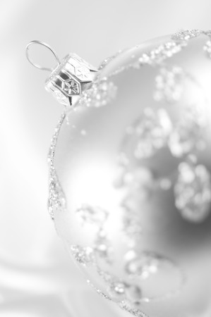 Silver Christmas Bauble.の写真素材