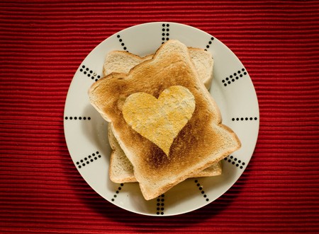 Toast with a symbolic heart..の写真素材