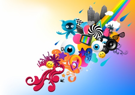 Bringing back the summer! Vector illustration -  funky, happy and fresh.のイラスト素材