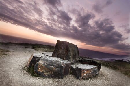 Widemouth Bay, Cornwall, UK. Summer evening on the coast of Cornwall.の写真素材