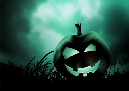 A scary pumpkin for halloween. Vector illustrationのイラスト素材