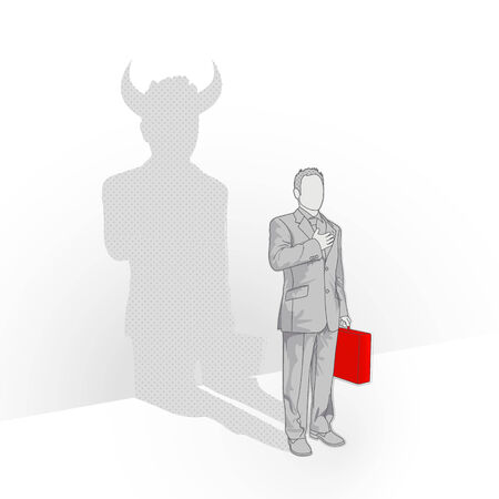 A businessman with a devil of a shadow.のイラスト素材