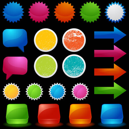 Various collection of web buttons and stickers.のイラスト素材