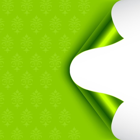 Green foiled backed curled corners. のイラスト素材