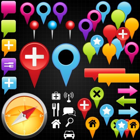 A collection of map pointer.のイラスト素材