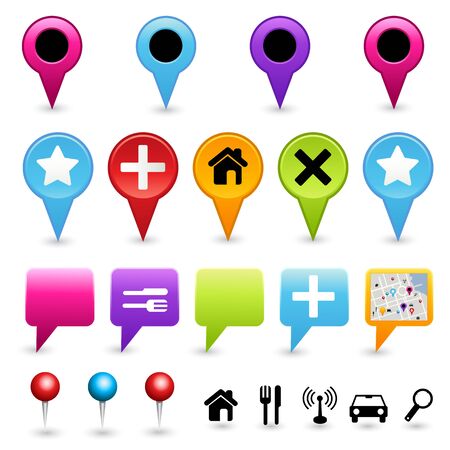 A collection of vector map pointers. Vector.のイラスト素材