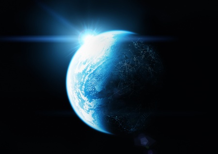 The Blue Planet. Sunrise on planet earth.の写真素材