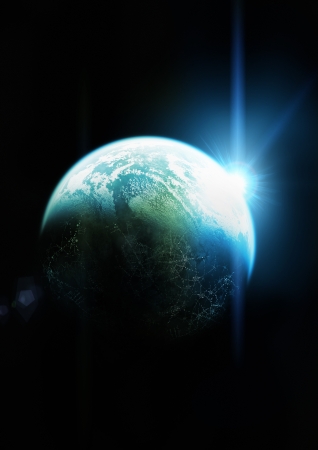 The Blue Planet. Sunrise on planet earth.の写真素材