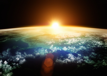 Planet Earth with a spectacular sunset.の写真素材