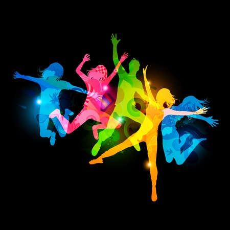 Healthy Young Adults. Active jumping people.の写真素材