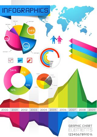 Infographic Elements with charts and graphs のイラスト素材