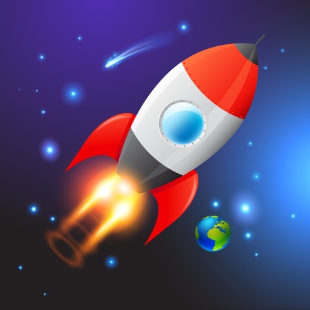 Vector Space Rocket  Journey to the unknown のイラスト素材