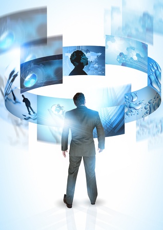 Mind on Business - A businessman with rotating imagesの写真素材
