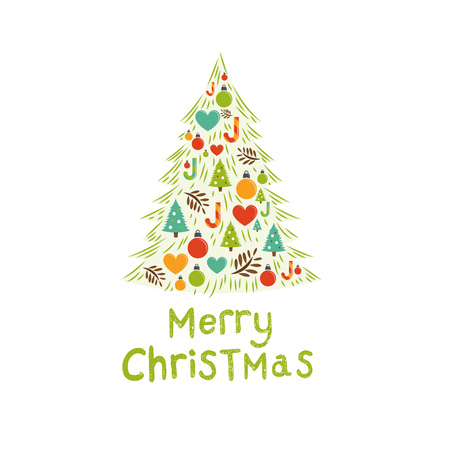 Christmas Tree Card Vector. Vector illustrationのイラスト素材