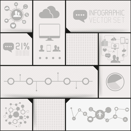 Infographic Background Set, interface tiles with infographic elements.のイラスト素材