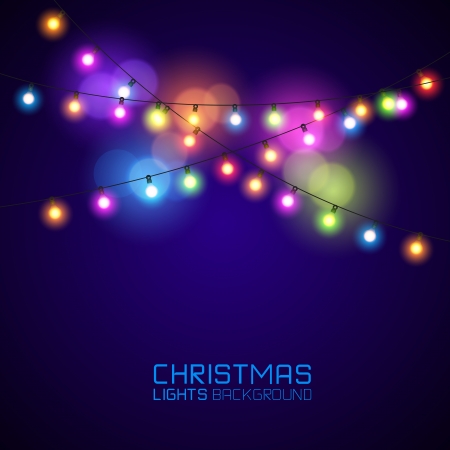 Colourful Glowing Christmas Lights. Vector illustration