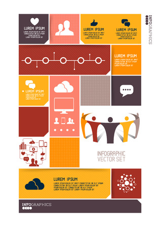 Modern Infographics Interface, information boxes and tabs. Vector illustrationのイラスト素材