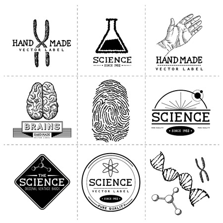 Vintage Science Labels - Layered, hand crafted vintage vector labels and badgesのイラスト素材