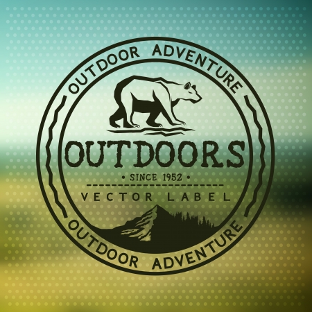 Outdoors Adventure Badge with blurred background  Vector illustrationのイラスト素材