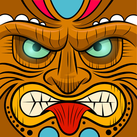 Square Faced Tiki Mask - illustrationのイラスト素材