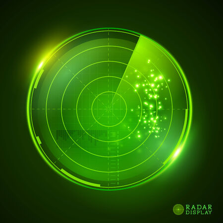 A green vector radar display. Vector illustration.のイラスト素材
