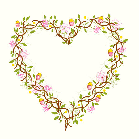 Happy Easter, Easter heart wreath decoration  Vector illustrationのイラスト素材