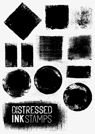 Distressed Vector Paint Stains, A collection of paint stamps. Vector illustration.のイラスト素材