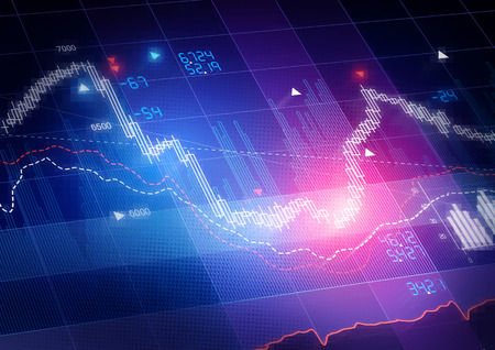 Stock Market Prices. Candle stick stock market tracking graph.