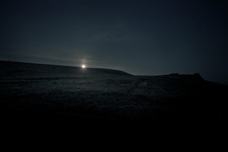 Moon rising over Dartmoor, UKの写真素材